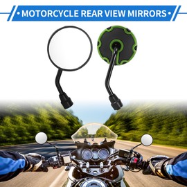 REPAIROCK 1 Satz Motorrad-Rückspiegel Lenkerende Seitenspiegel Halterung Universal Einstellbar Eisen Kunststoff Grün Schwarz M10 Runde Form