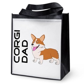 CafePress Red And White Corgi Dad Reusable Grocery Tote Bag Reusable Collapsible Grocery Bag