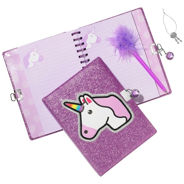 3C4G Unicorn Glitter Locking Journal with Feather Pen (36178)