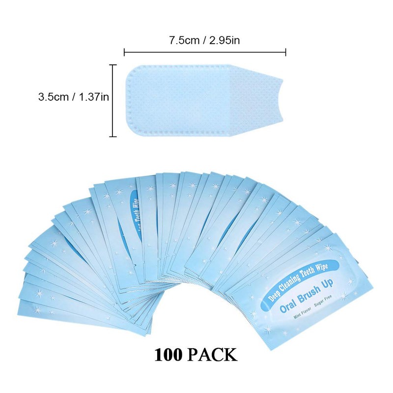 100 Packs of Mint-Flavored Teeth whitening Wipes, Finger Wipes, Disposable