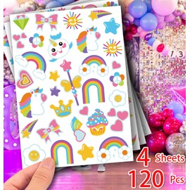 118Pcs Unicorn Temporary Tattoo for Kids - 4 Sheet Unicorn Temporary Tattoos for Kid's Birthday Party Favor Decorations Supplies Gifts Unicorns Glitter Temporary Tattoos for Girls