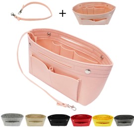 MISIXILE Felt Purse Organizer Insert Handbag Organizer,Tote Bag in Bag Organizer Fits Speedy Neverfull with Handles Keychain,Pink-L