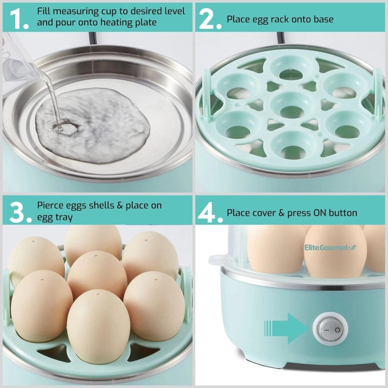 Elite Gourmet EGC115M Easy Egg Cooker Electric 7-Egg Capacity