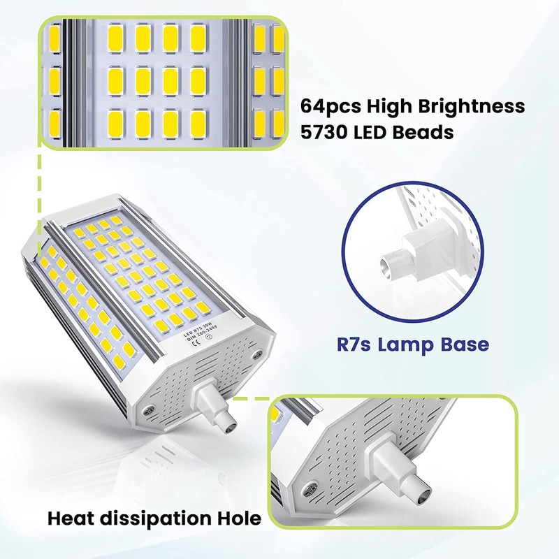 Luxvista R7S LED Bulb 118mm Dimmable, 30W 120V 118mm J-Type