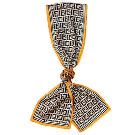 GIMIRO Satin Silk Scarf Double Layers 150 x 16 cm Tie Flowers Waist Belt for Blazer, Coat, Dress, 47# E Orange - Navy - Brown