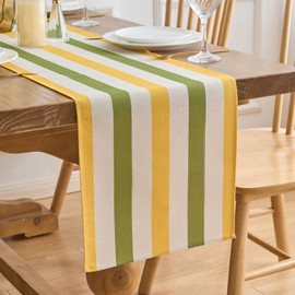 Table Runner Modern Table Runner Yellow Table Runner Green Colourful Stripes Table Runner Polyester Table Runner Modern Living Room Table Runner Vintage Tablecloth for Dining Room Holiday Party Picnic