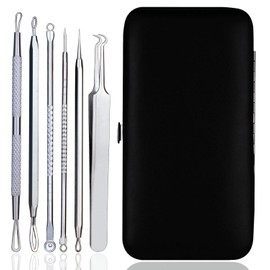 Einfac Pore Cleansers - Blackhead Remover - Acne Pimple Comedone Extractor - Whitehead Removal Tool Kit Set of 6Pcs for Men Women Facial Care Skin Protect with Black Case Package
