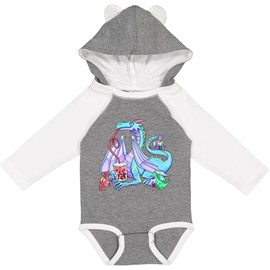 inktastic Bubble Tea Dragons Long Sleeve Creeper Newborn Granite & White W Ears 459b4
