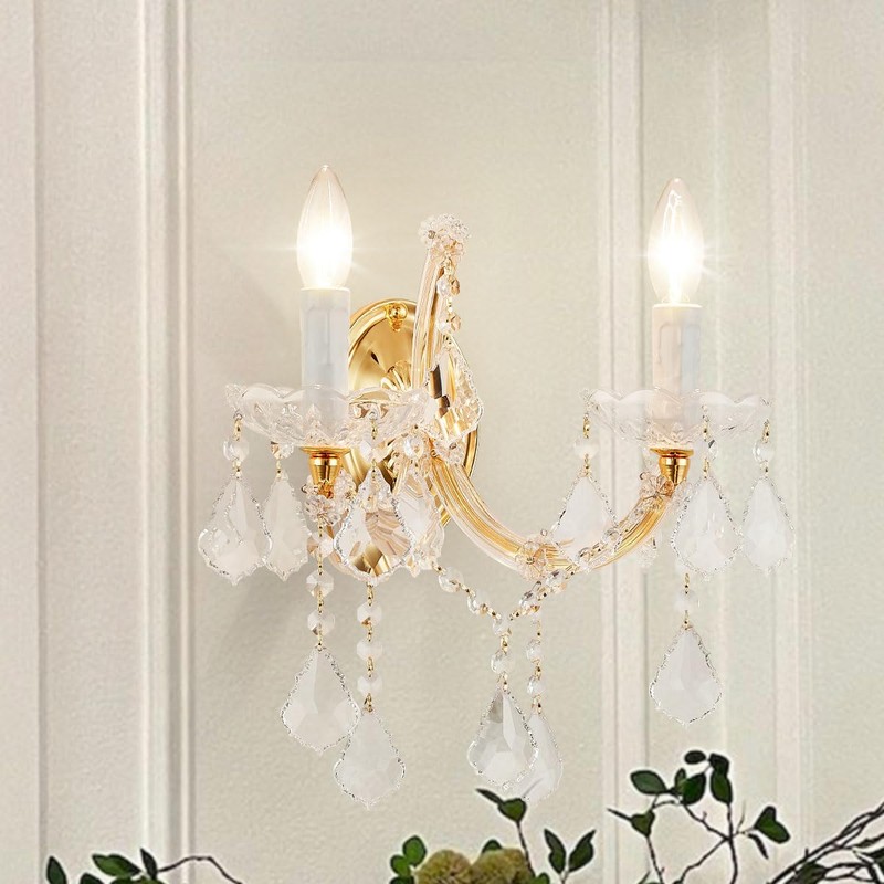 TMAFON Crystal Wall Lights, Modern Sconce - Brilliant 2 Lights