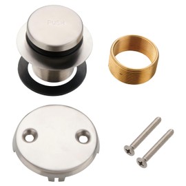 BlueStars Tip-Toe Tub Trim Kit Set with Two-Hole Overflow Faceplate - US Standard Size Fits 1.40"-1.50" Holes - Complete Kit with Fine/Coarse Thread - Universal Bathtub Conversion Kit - Brushed Nickel
