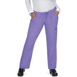 KOI Lite Peace Women's 6-Pocket Stretch Scrub Pants French Lavender Medium Petite
