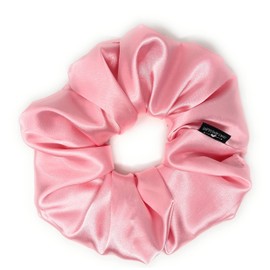 Jumbo XL Luxury Silk Charmeuse Scrunchies for Women Girls, Frizz Prevention, Sleep Hair Holder Scrunchy, Large Elastic Ties Band for Ponytail Bun, Hair Ties for Breakage Prevention (Pink)
