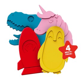 Slim Ice Packs for Lunch Boxes Kids - 4-Pack Long-Lasting Ice Packs for Kids - Slim Reusable Ice Packs for Lunch Boxes, Lunch Bags, and Coolers - Multicolored (Penguin, Spaceship, Dinosaur, Unicorn)