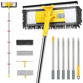 Dymoll - Herramienta limpiadora de ventanas de 96 pulgadas de largo con poste de extensión, kit de limpieza de ventanas 2 en 1, kit profesional de lavado de ventanas para ventanas altas de cristal y