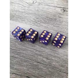 Unbranded 4X Purple Pearl Gold Dots Dice Valve Stem Caps Auto Car Truck Bike Motorcycle