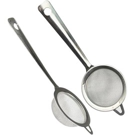 Fine Mesh Tea Strainer, Stainless Steel, Set of 2, Long Handle for Loose Tea, Coffee, Spices, Kitchen Sifter