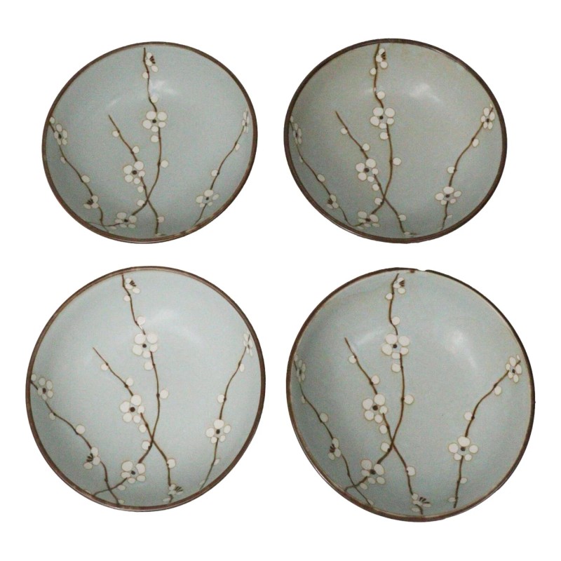 Set Of 4 Japanese Soushun Sakura Cherry Blossoms Porcelain Salad