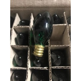 Unbranded NEW BOX of 25 OUTDOOR C7 Green CHRISTMAS 5W LIGHT bulbs 130V brass