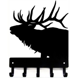 Elk Head Antlers Key Rack Hanger - Large 9 inch Wide - Made in USA