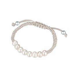 Valero Pearls Women's Textile Bracelet with Potato Freshwater Cultured Pearl Approx. 8.0-8.5 mm Pearl Bracelet