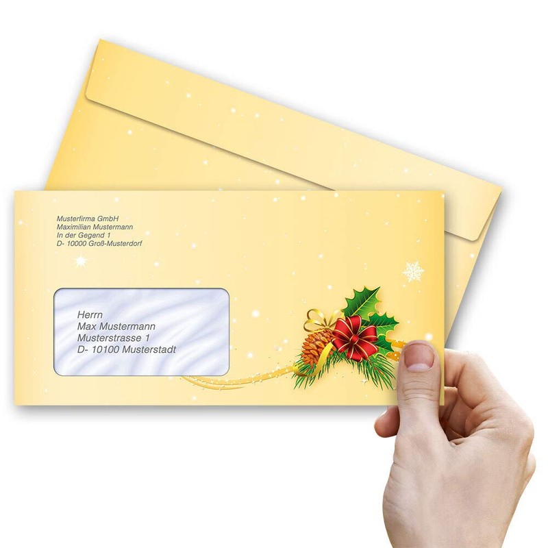 Letter envelopes Santa Claus, Yellow, Red Dl