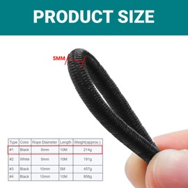 Walfront Cordón elástico, 1 Pieza de Fuerte de Cuerda elástica, Correa de Amarre, Lona de Cuerda elástica para la fabricación de Joyas artesanales de Bricolaje(5mm, 10M-Negro)