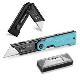 WORKPRO Folding Utility Knife with 10 Extra SK5 Blades, EDC Razor Sharp Knife with G10 Handle, Quick Change Box Cutter with Belt Clip, for Heavy Duty, DIY, Home, Office & Artcraft Use - Green
