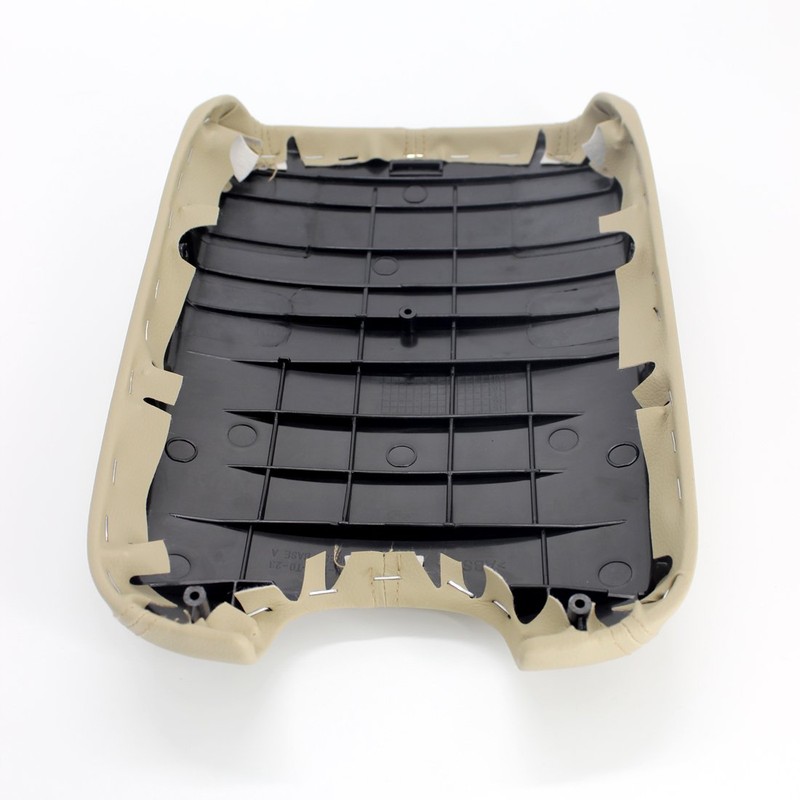 Ezzy Auto Beige Leather Suture Console Armrest Lid Cover for