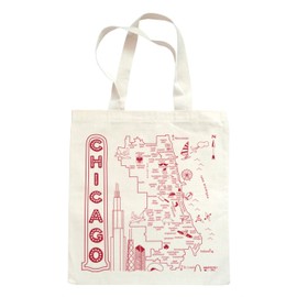 MAPTOTE Grocery Canvas Tote - Reusable Cotton Canvas Bag for Shopping, Daily Errands, Beach Trips and Travel - Screenprinted, Earth Friendly, and Made in USA - Map Style, Chicago
