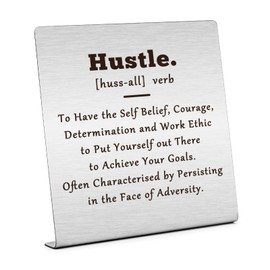 Motivational Desk Decoration Inspirational Gifts for Women Men Encouragement Gifts for Best Friend Coworker Hustle Definition Desk Decor Sign Positive Office Desk Sign Cheer Up Gift for Colleague