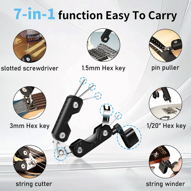 GUITTO Guitar String Winder Cutter, Bridge Pin Puller with 3