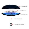 Parquet Bright Blue Flower Mosaic Double Layer Inverted Umbrellas -