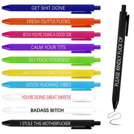 11 Pcs Funny Gel Pens, Daily Pen Set for Journaling, Ballpoint Pens for Writing, Retractable Black Ink Pen, 0.5 mm Fine Point Pen for Office School Coworkers Note Taking, Funny Gifts