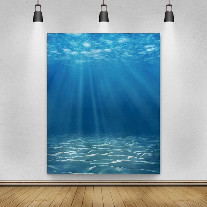 Laeacco 4x5ft Vinyl Photography Background Deep Underwater Crystal Blue Under