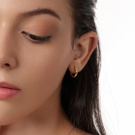 ALEXCRAFT Hoop Earrings, Gold, 925 Silver, Small Earrings, Gift for Women, Girls, for Girlfriend, Mum, Brass, No Gemstone