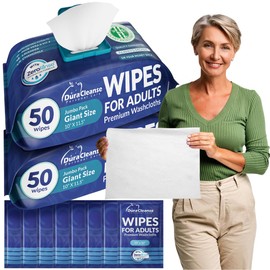XL Bath Wipes for Adults No Rinse (2 Pack) – 100 Count + 8 Travel Body Wipes, 10" x 11.5" Disposable Washcloths for Elderly Incontinence, After Surgery and Elder Care