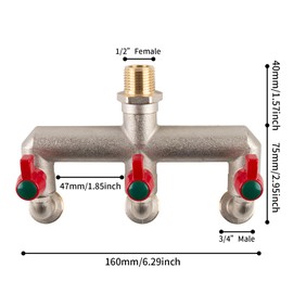 Hydrogarden Outdoor Double Taps Water Faucet, G1/2 Inch Inlet and Three G3/4 Inch Outlet Outside Taps, Frost-Proof Outside Spigot Replacement with 3 Outlets for Home