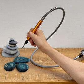 1/8'(3.175mm) Flex Shaft Adapter Attachment, Flexible Drill Extension Cable Chuck and Compatible Rotary Grinder Tool with Wrench (Gold)