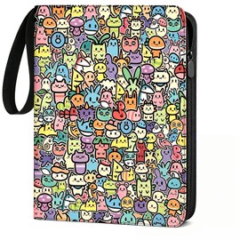 4 Pocket Card Binder Holds 440 Cards, Trading Card Binder Folder with 55 Double-Sided Removable Sleeves, PU Trading Card Binder, Portable Card Folder with Zipper
