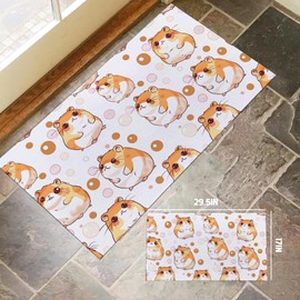 amepay Hamster Indoor Door Mat, Stylish 17x29.5in Non-Woven Fabric Floor Doormat with Cute Cartoon Animal,for Porch Insider,Bedroom,Living Room, Decor Rug Gifts