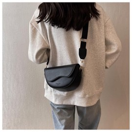 Bolsa De Sillín Crossbody Bandolera Moda Vintage Para Dama (Negro)