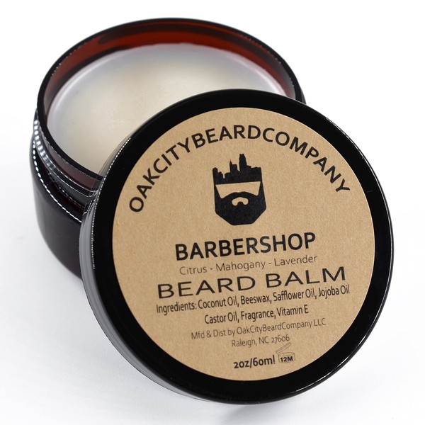 Oak City Beard Company - BarberShop - 2 Ounce - Beard Balm -Citrus - Mahogany - Green Notes - Lavender - Beard Conditioner