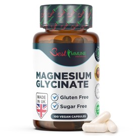 Best Immune International Magnesium Glycinate 500mg C High Strength Balanced Capsules for Maximum Absorption to Combat Fatigue, 100 Day Supply, Ideal Bioavailability C Premium Quality, Vegan Supplement, 100 Pcs
