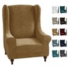 CHELZEN Stretch Velvet Wingback Chair Slipcover 1-Piece Soft Stylish Plush