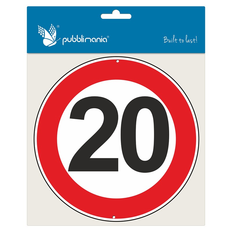 Pubblimania Maximum Speed 20km Aluminium Road Signs Round 3mm Thick