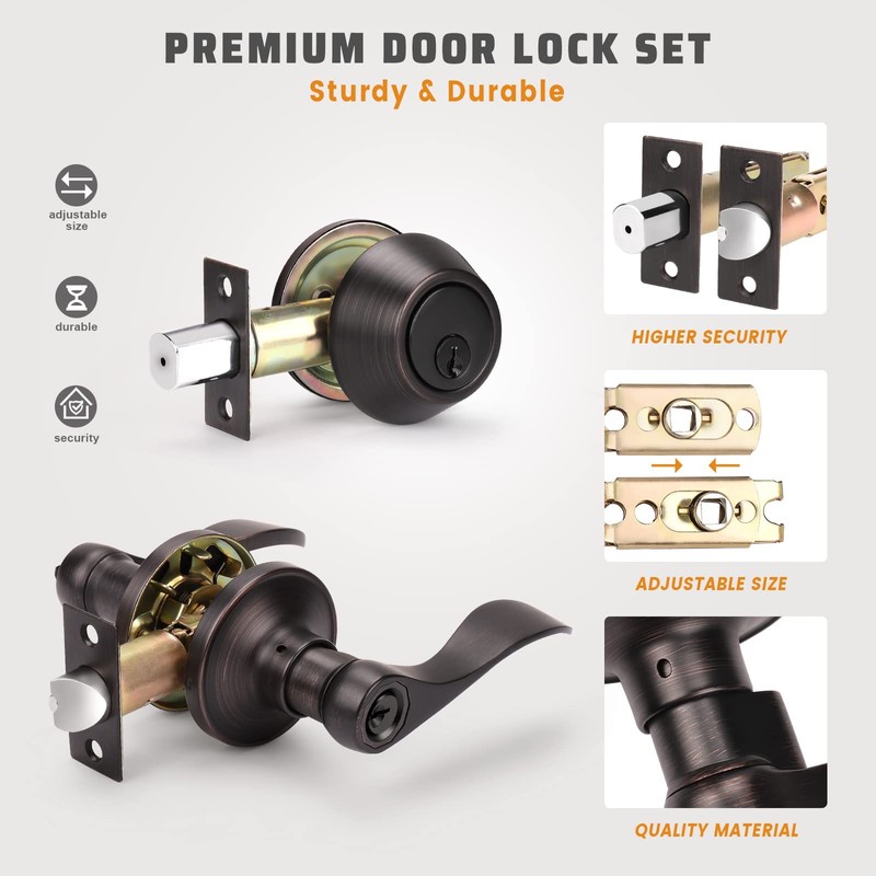 KNOBWELL 4 Pack Keyed Alike Door Lever Handle with Single