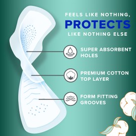 Always Pure Cotton Feminine Pads for Women, FlexFoam Pads with Wings, Size 4, Overnight Absorbency, Unscented, 60 Count (3 Packs of 20)