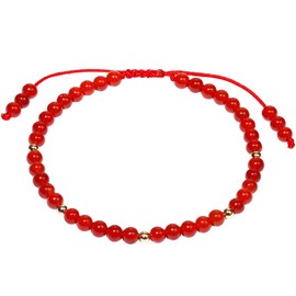 Jewboo Gemstone Bracelet for Women Crystals and Healing Stones Beaded Stone Chakra Bracelets Healing Energy Crystal Jewelry Gifts Adjustable 4mm (Red Agate)