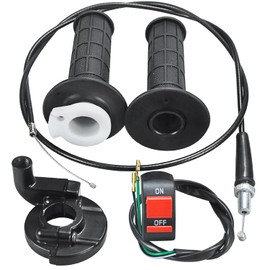 HOLATO 22mm 7/8 Throttle Handle Grips Cable Clamp On Off Switch for Coleman CT100U CT200U Baja Doodlebug Db30 Mb165 Mb200 50cc 90cc 110cc 125cc SSR Coolster Apollo CRF50 Pit Dirt Bike (Black)