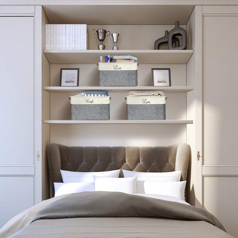 Sorbus Fabric Storage Cubes 15 Inch, 3 Pack, Grey, Jute